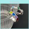 Trendy Colorful Heart Ring For Women Stylish Geometric Design Copper Fashion Accessory