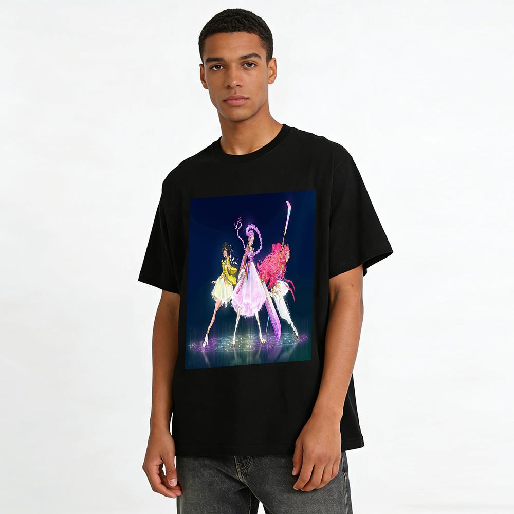 Anime Girl Warriors Printed Casual Tops Chinese Style Fantasy Team Graphic Tees Daily Wear Pure cotton T-shirt