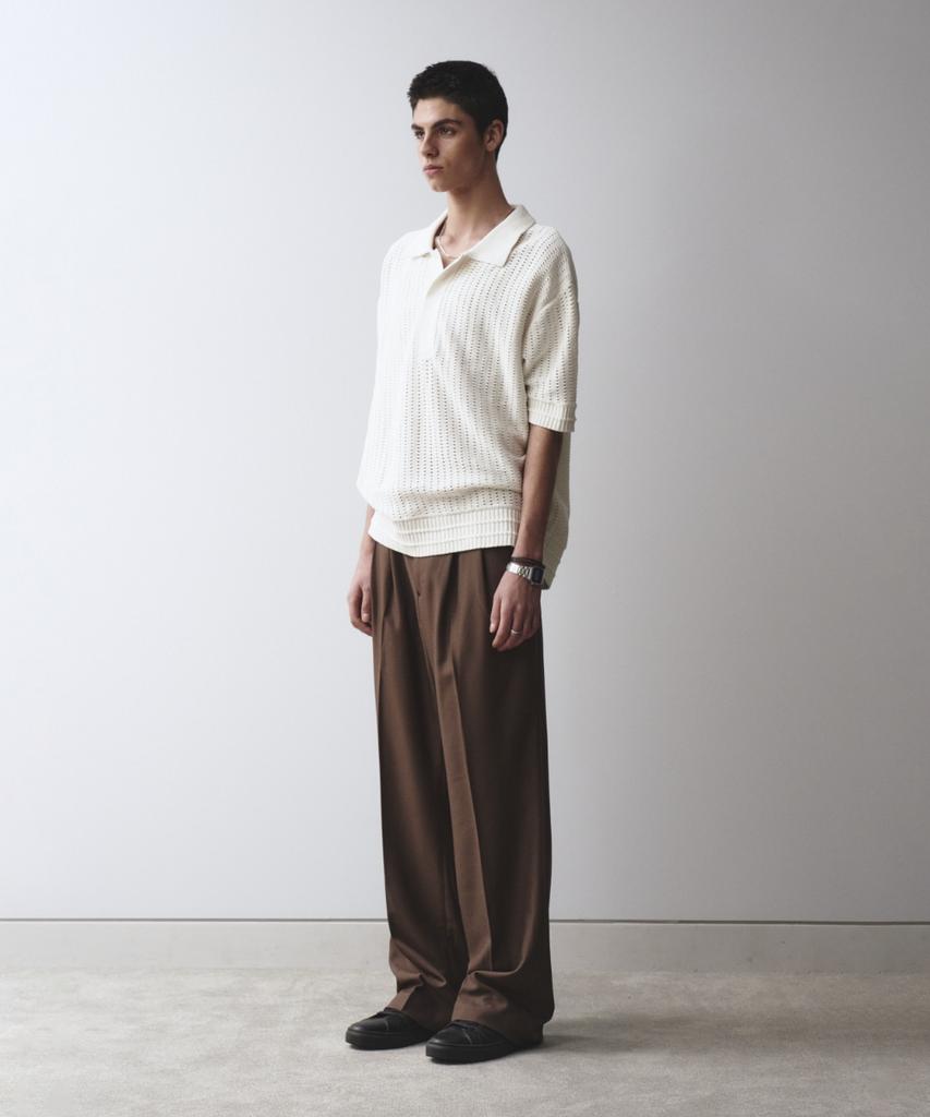 MAISON MINED Saint Two Tuck Wide Pants Brown