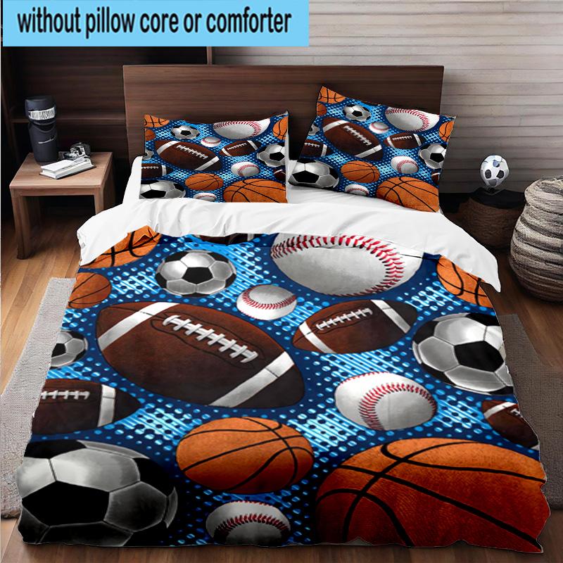 Sports Ball football Pattern 3pcs Bedding,Including 1pc Duvet Cover And 2pcs Pillowcases Perfect for Christmas,Ideal for Bedroom, Dormitory