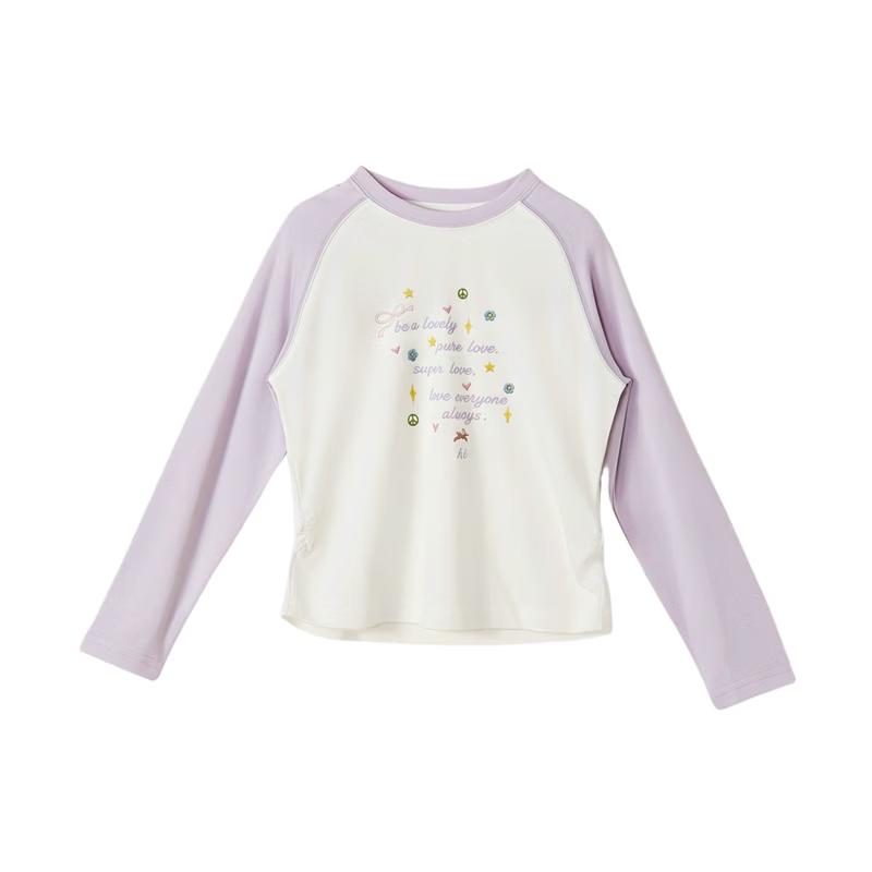 Deesha Girls' Autumn Color-block Letter Print Raglan T-shirt