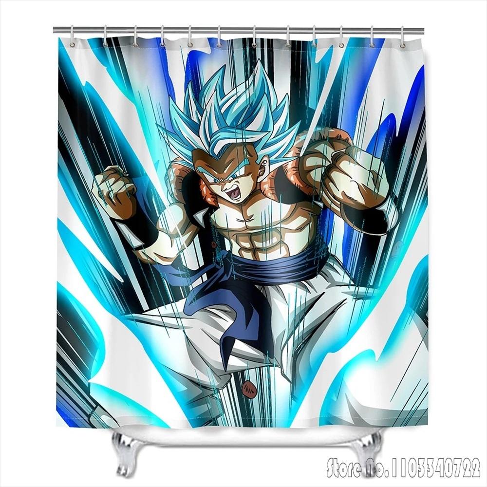 Anime Dragon Ball Burdock Broli Goku Vegeta Iv Bath Shower Curtain Waterproof 3D With Hooks For Kids Bathroom Bathtub Decoration