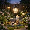 Handbemalte Harz-Outdoor-Figur Licht Solar-Landschaftsdeko-Licht Rasenornament
