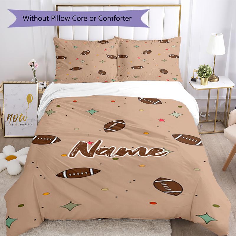 3pcs Custom Name American Football Bedding Set Duvet Cover Closure Includes 1 Duvet Cover & 2 Pillowcases, Soft and Comfortable for All Seasons.