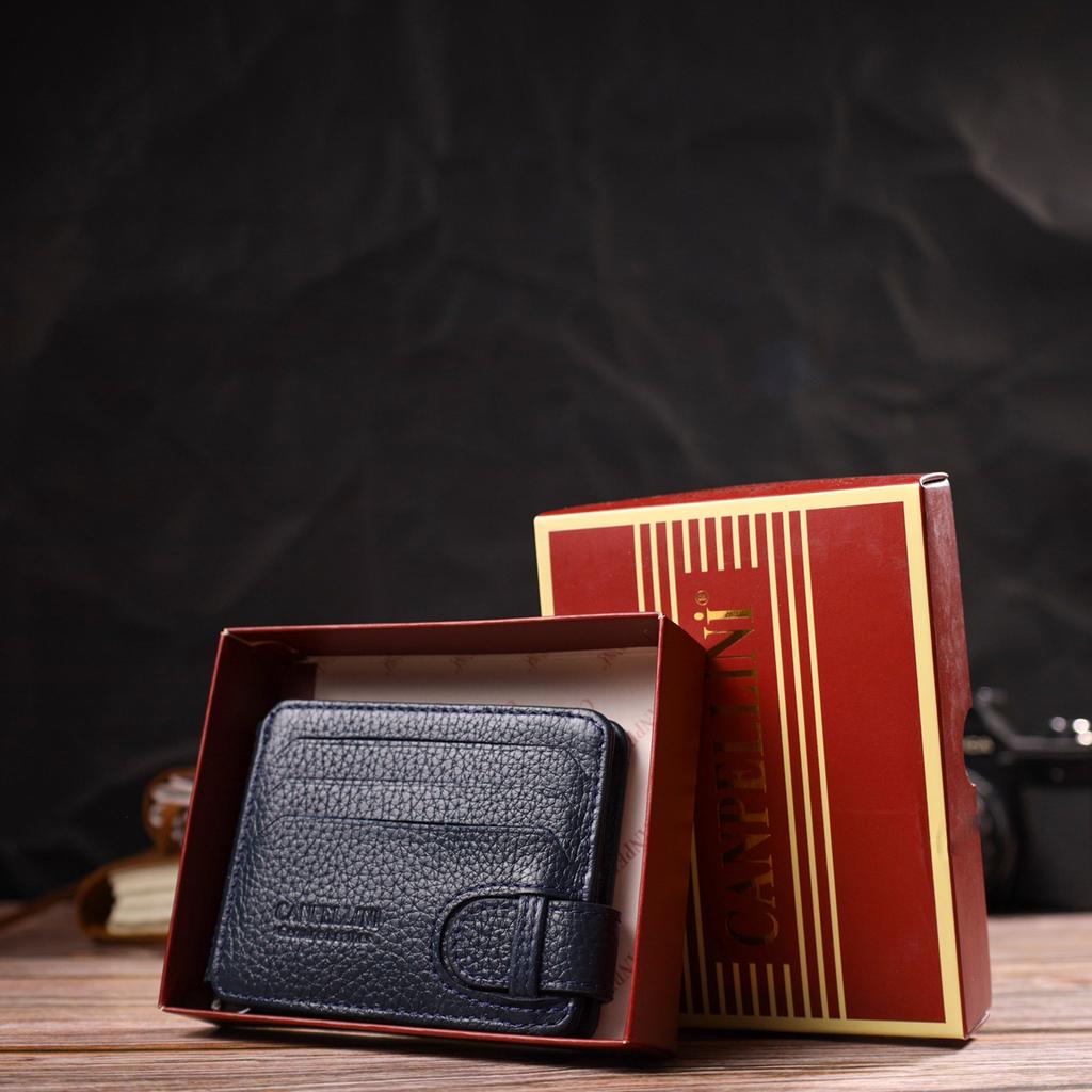 Reliable Men's Money Clip Made of Genuine Leather Flotar CANPELLINI 21941 Blue