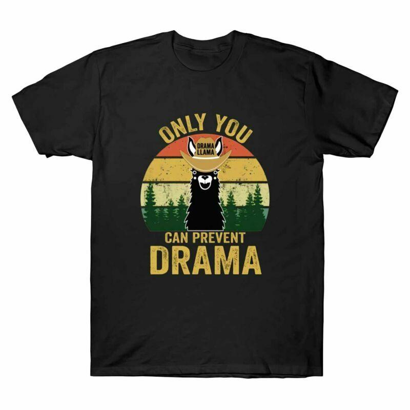Camping Funny Gift Unisexs Only Cotton Tshirt Llama Prevent Drama Can You Vintage
