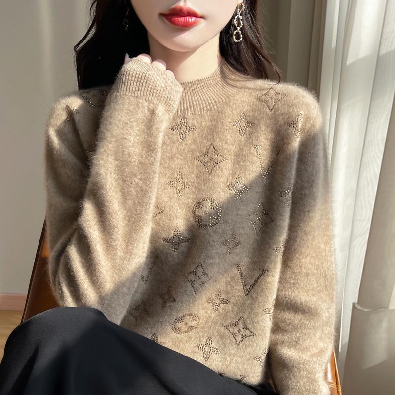 Dámský kašmírový svetr Kašmír Qinghe 30% kašmír 70% vlna podzimní a zimní pulovr hřejivý a módní