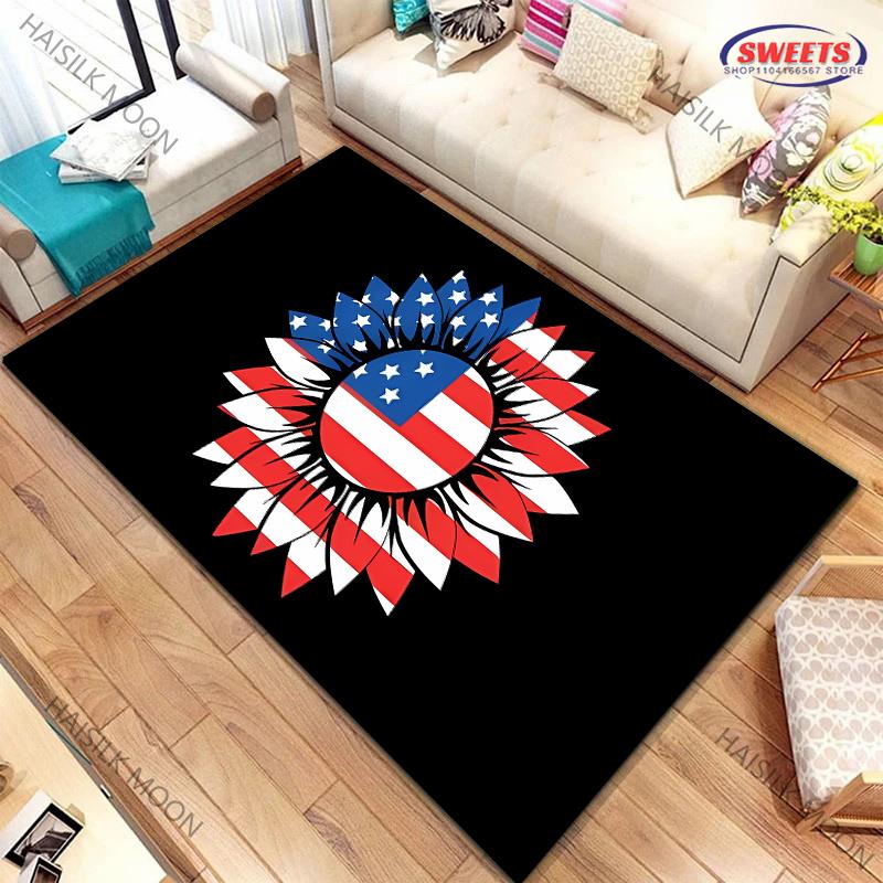 4th of July Non Slip Rugs Independence Day Printed Carpets for Home Entrance Bedroom Bathroom Decor