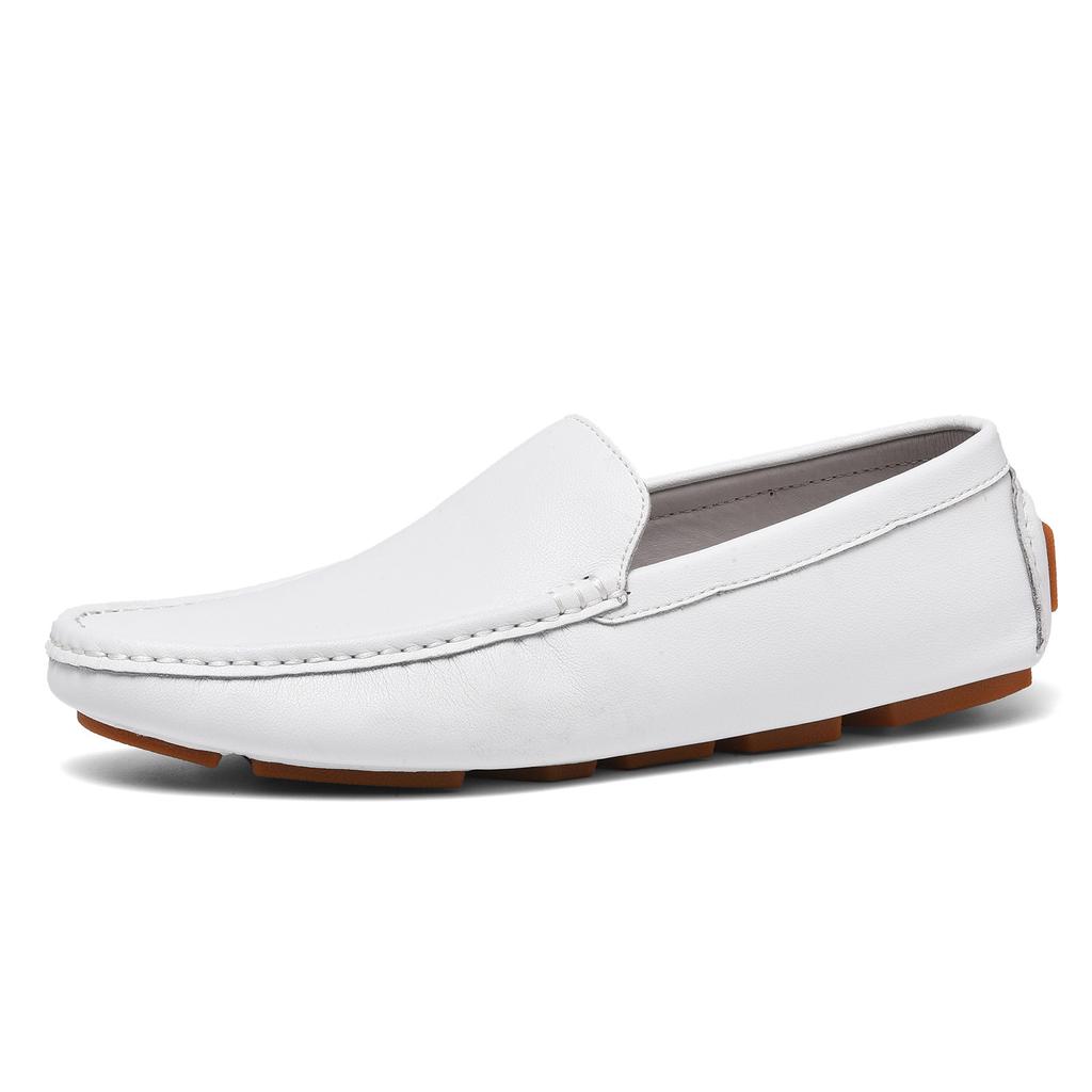 Live Leather Velvet Doudou Shoes Trendy Casual Leather Shoes Cowhide One-pedal Driving Trendy Shoes Large Size Men's Shoes
