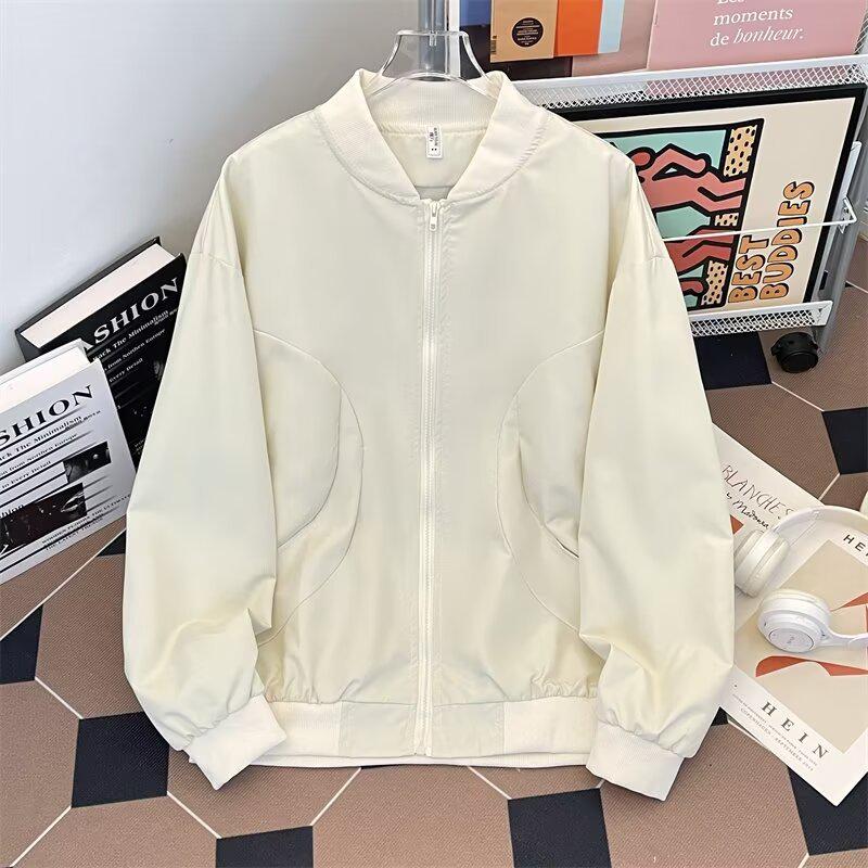 2024 Men's Trendy Retro Loose Solid Color Baseball Jacket for Spring & Autumn