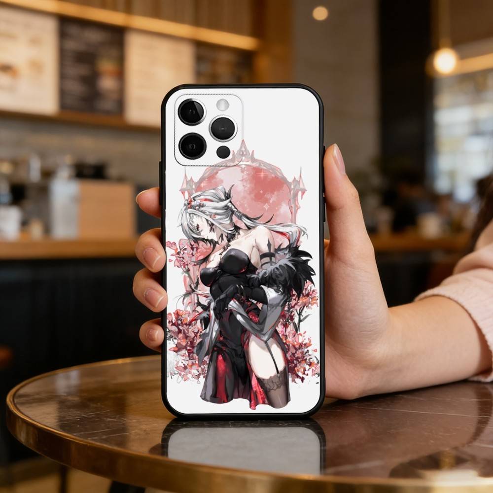 G-Genshin Arlecchino Impact Phone Case For iPhone 17,16,15,14,13,12,11 Plus,Pro Max,Soft Silicone Black Cover