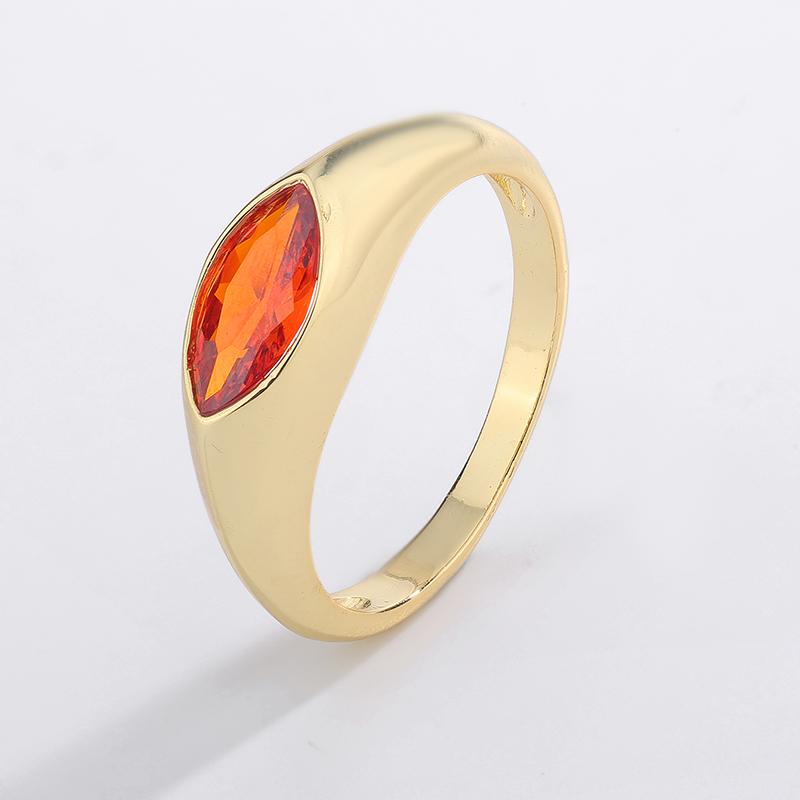 Glossy Inlaid Horse Eye Shape Colored Zircon Ladies Ring-Valentine's Day Gift-non-fading-not Sensitive