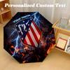 8 Rib Auto Folding Umbrella Atletico Madrid Print Custom Name Text Portable Rain Gear