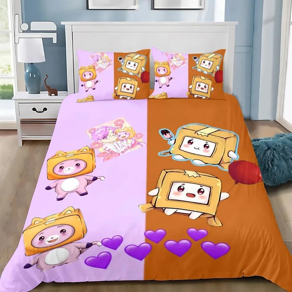 Täcke Utsökt 3D Rävig Boxig Tapet Lankybox Digitaltryck Sängkläder Set Täcke Säng Vuxen Flickor Pojkar Gåva