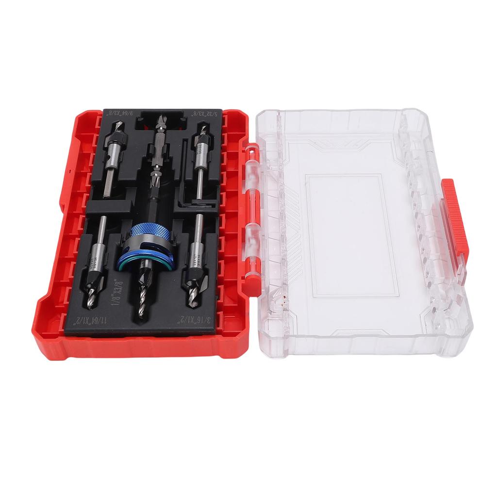 M2 Countersink Adjustable Depth Drill Bit Set Quick Release Hex Shank Counter Sink Drill Bit Set for Woodworking