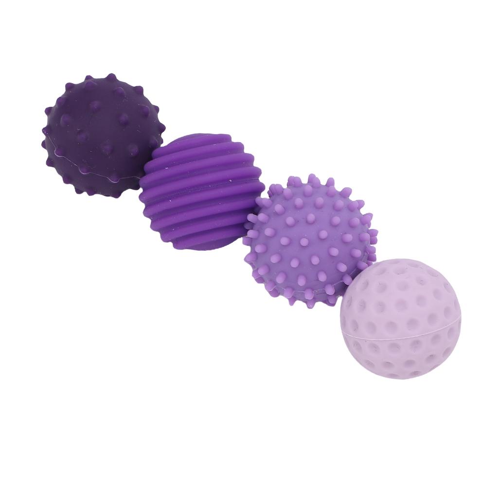 4pcs Silicone Textured Balls Stress Relief Sensory Silicone Ball Toys for Travel Work and Home