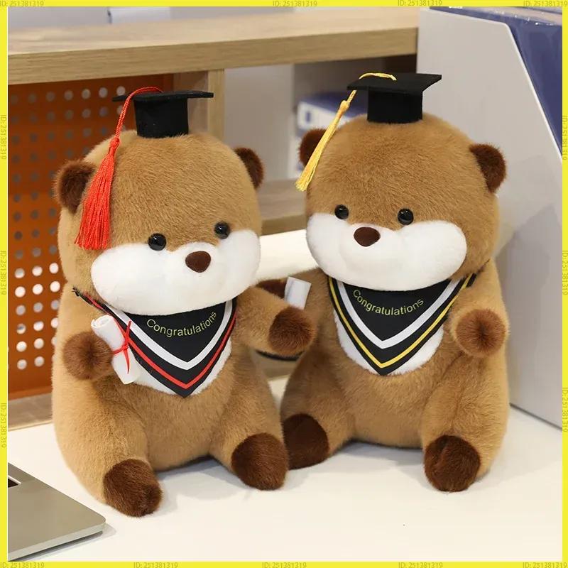 25Cm Cute High Quality Cartoon Sea Otter Plush Doll With Doctor Hat And Diploma Home Decor Graduation Gift For Kids And Students