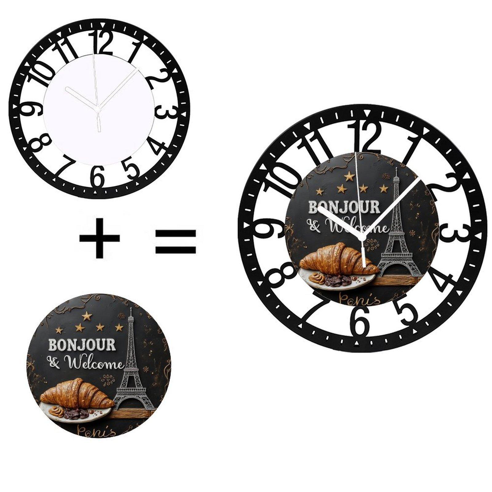 Scandinavian 25cm Circular Iron Wall Clock for Modern Living (Black,10 inch(25.40cm))