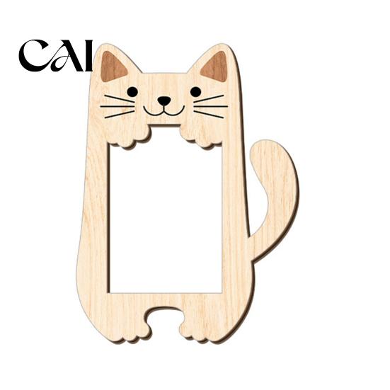 Cadre Photo Minimaliste en Bois de Pin Cadre Photo Animal Mignon, Support en Bois Rustique, Chat Petit pour Étagère Ours Bureau à Domicile Affichage Support Polyvalent