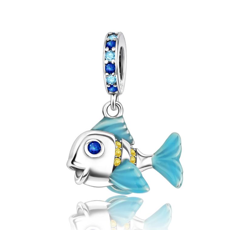 New Original Copper Beads Fish Seahorse Koi Fish Mermaid Charms Pendants Fit Bracelet Necklace Diy Jewellery Gift