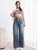 American Retro High-Waist Drawstring Wide-Leg Jeans for Women