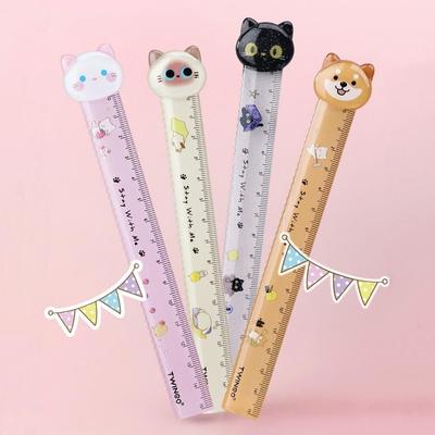 1pcs Règle Cozzy Town 15cm/5.91in Chien & Chatons Dessin Animé Échelle Claire Outils de Mesure Droits Étudiant Retour à l'École