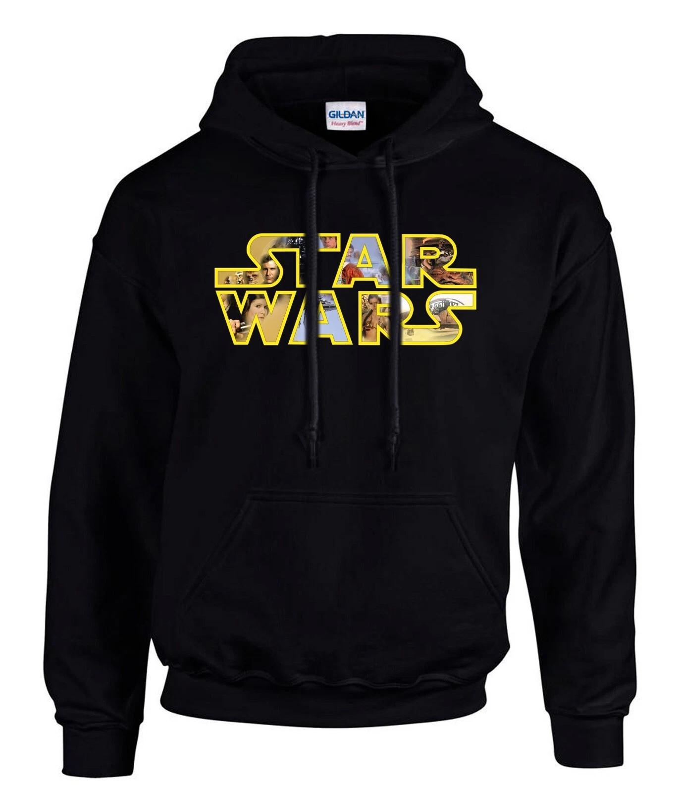 Star Wars Logo Schwarze Hoodies Kapuzenpullover -3694 -SW S
