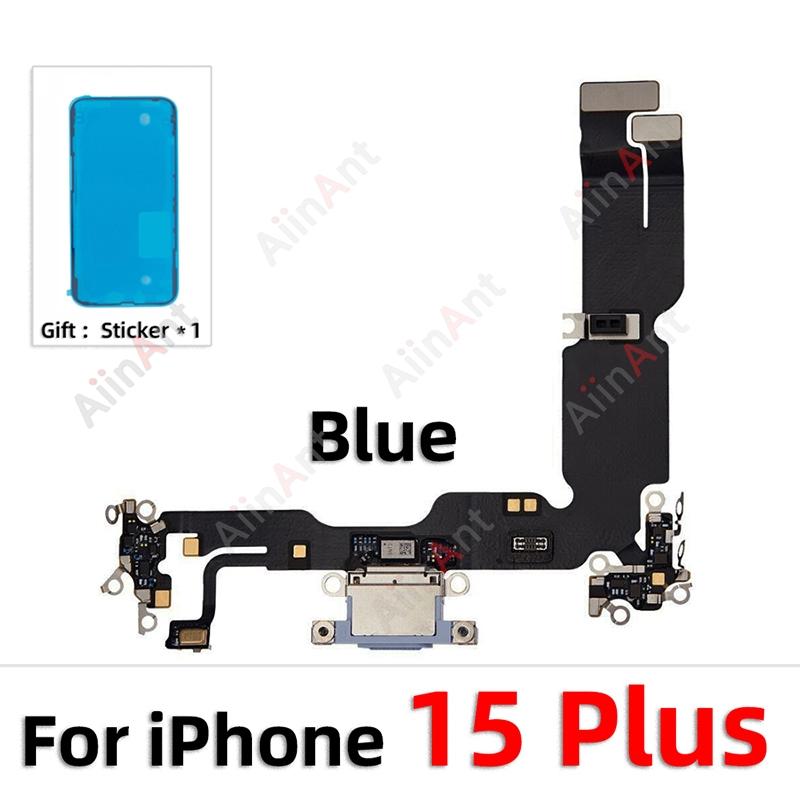 Waterproof Sticker + Flex For iPhone 15 14 Pro Max Plus mini Bottom USB Mic Dock Charger Connector Charging Port Flex Cable