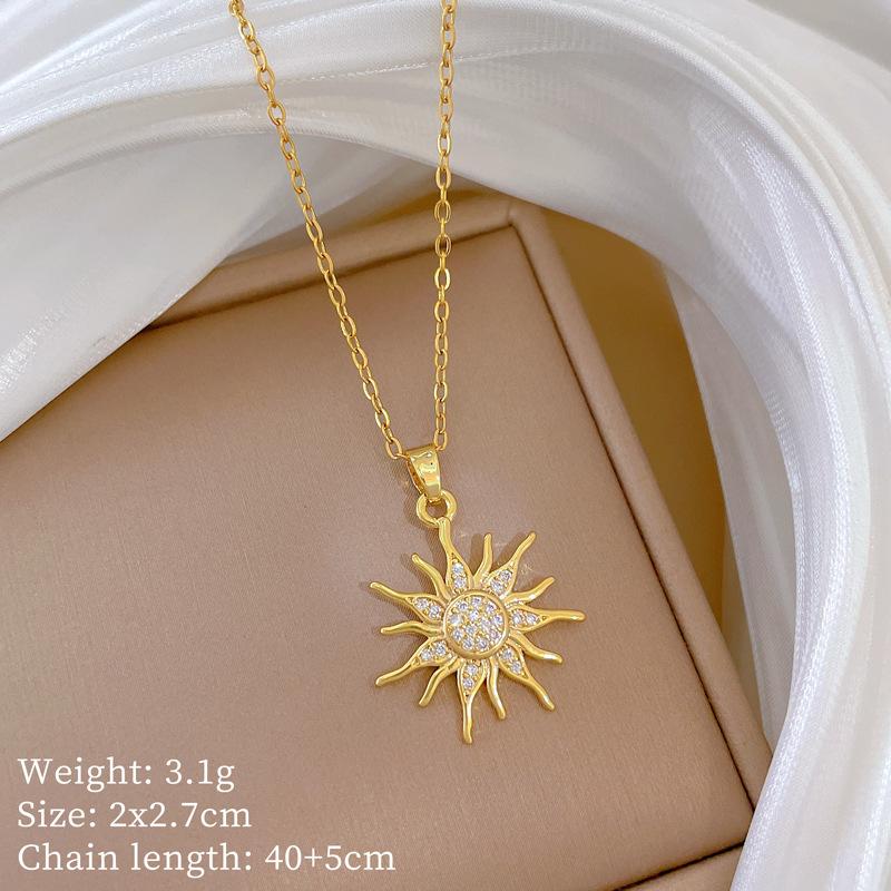 Multi-Element Style Copper Micro-Inlaid Necklace Combination Female Real Gold Electroplated Exquisite Collarbone Chain