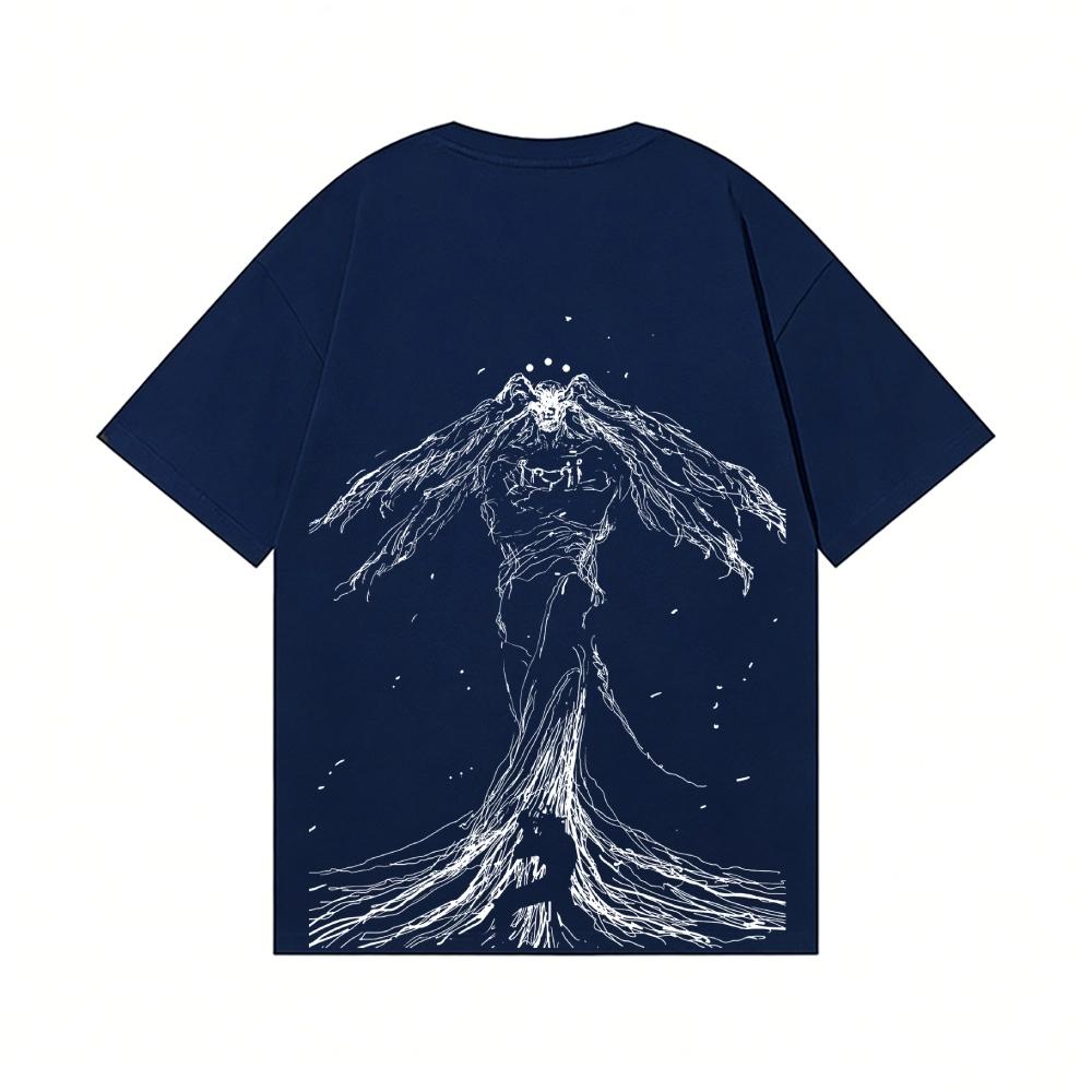 Makora Jujutsu Kaisen Rückenkunst Baumwoll-T-Shirt Hochwertige Streetwear-T-Shirts Geeignet für Männer und Frauen Sommer
