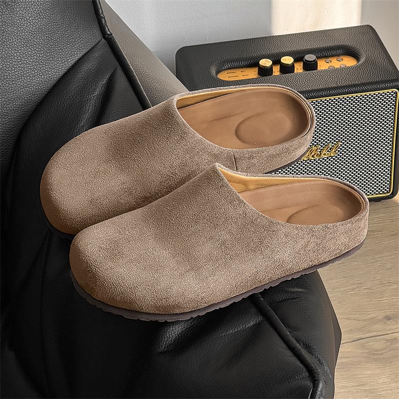 Boken Slippers Wearing Muller Bag Head One Foot Lazy Half Tow Bread Shoes Slippers 24158 Gray -J