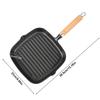 Cast Iron Grill Pan Non-Stick Square Skillet with Drip Spout with Wooden Handle for Indoor & Outdoor Grilling