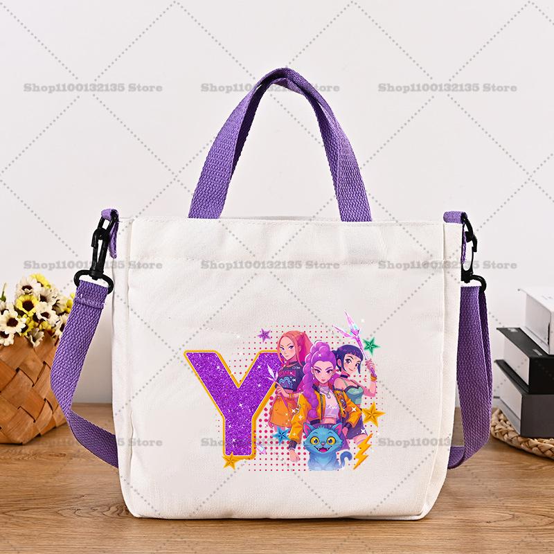 26letters Korean Pop Demon Hunters Women Canvas Shoulder Pouch Girls Tote Pouch Handbag Trendy Crossbody Pouch Latest Pink Presents 2026