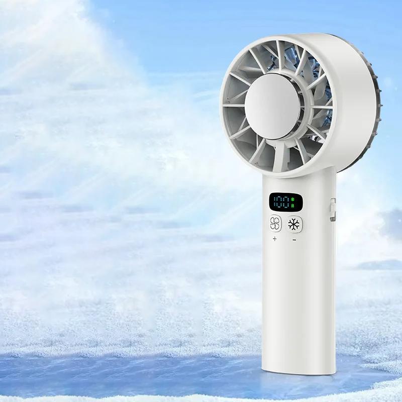 Ice compress high-speed cooling fan handheld fans USB Rechargeable portable mini fan LED Digital Display, Travel,Camping,Outdoor