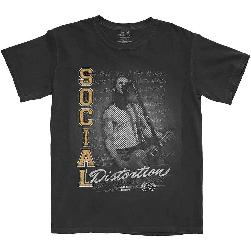 Social Distortion T Shirt Athletics Distressed Band Logo Official Black L 2XL