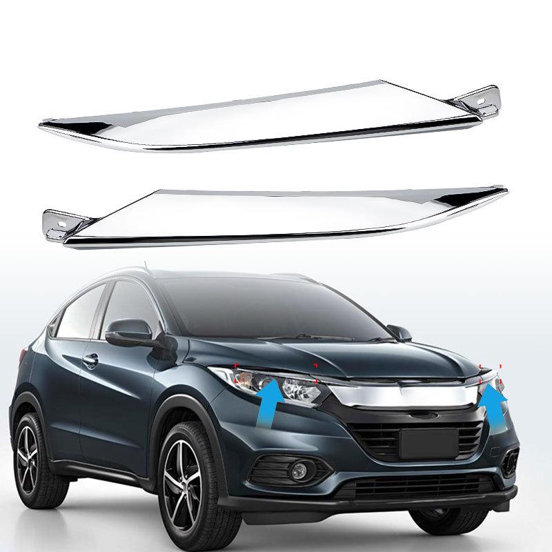 2pcs Chrome Grille&Headlight Trim Moding For Honda HRV HR-V    71163-T7A-J01 71168-T7A-J51 Front Left Right Hood