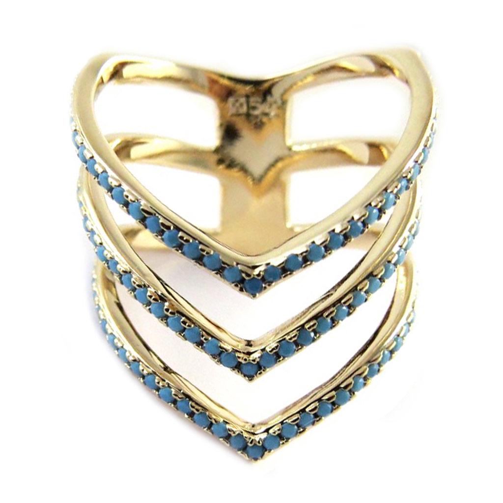 Gold Plated Ring 'Navajos' Golden Turquoise - 13 Mm