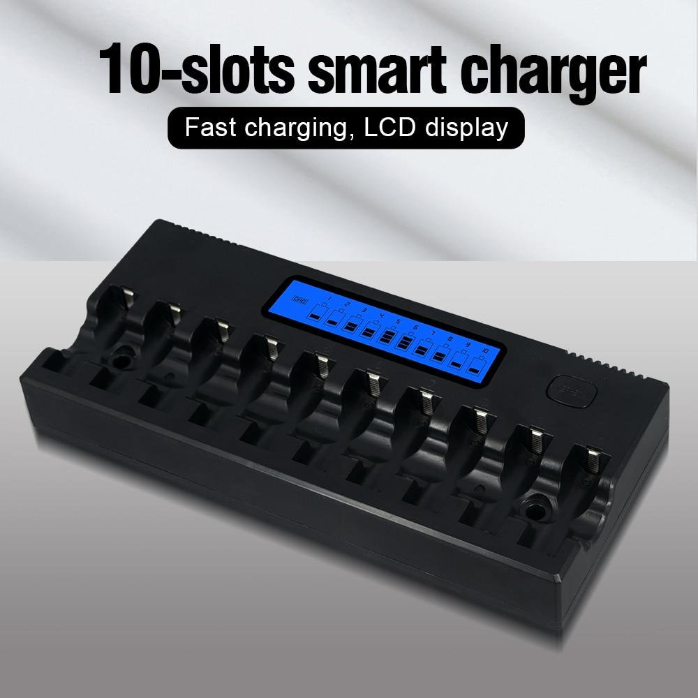 New PALO 10 Slots Fast Smart Intelligent Charger AA Battery Charger for 1.2V AA NiMH NiCD Rechargeable Battery