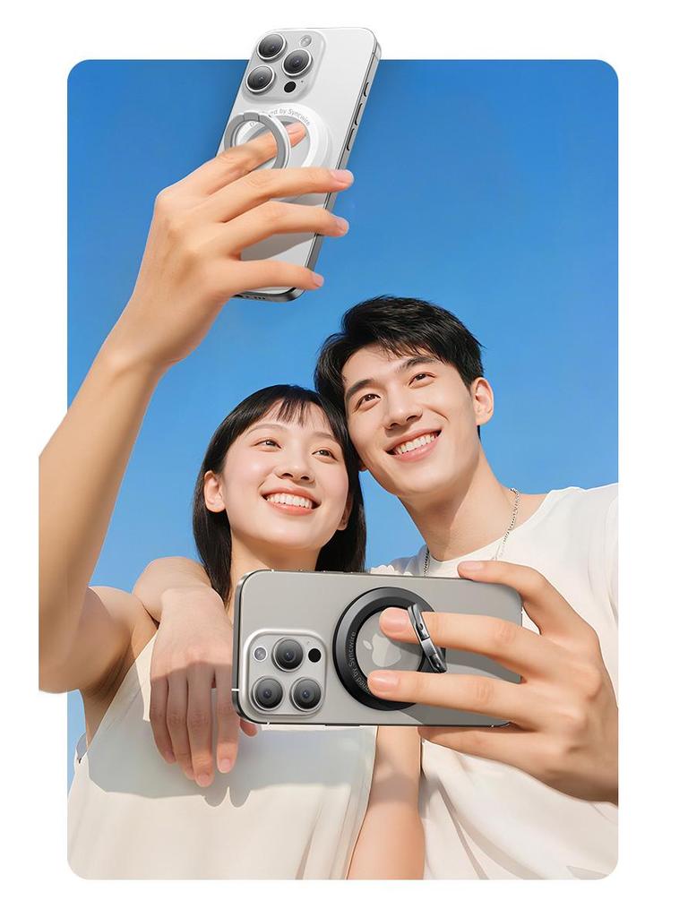 Magnetic 360° Rotating Dual-Sided Phone Holder with Folding Ring Support