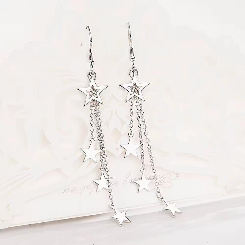 

Серьги-подвески со звездами и кисточками, простые хип-хоп серьги с полыми звездами, подарки для женщин, девушек