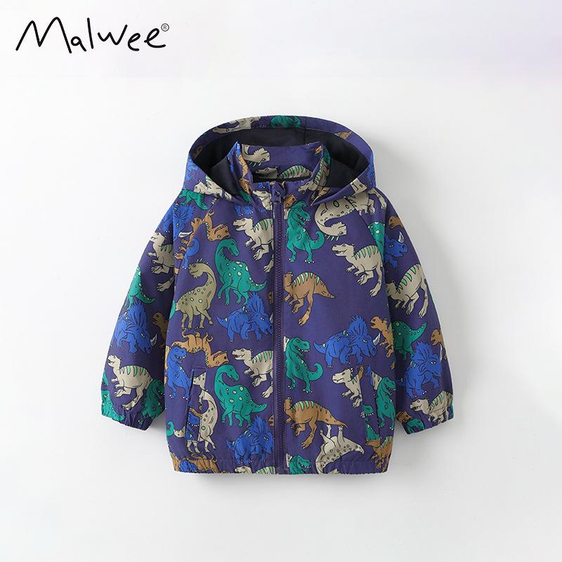 Malwee Boys  Autumn Winter Hooded Zipper Sweatshirt Jacket - European American Style Windbreaker for Kids 120 cm
