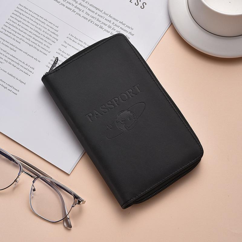 PU Leather Passport Holder with Magnetic Snap Closure, RFID Protection, and Anti-Theft Features – Durable Multifunctional Document Wallet