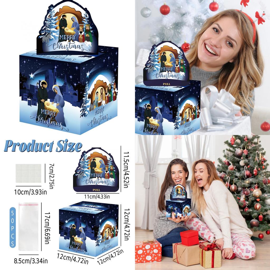 Jesus Christmas Scene Paper Money Box For Festive Party And Celebration Decor