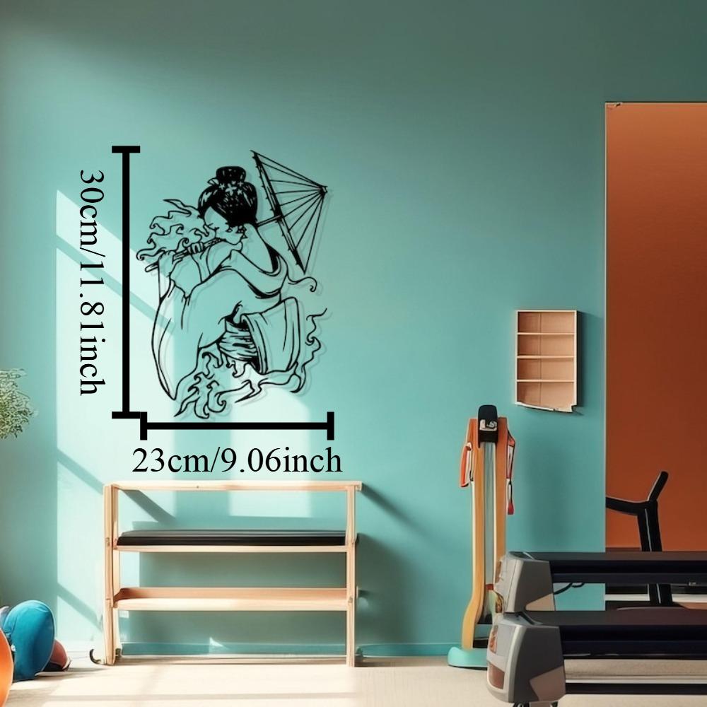 Geisha Metal Wall Art Asian Home Decor Laser Cut Panel Japanese 12in чёрный