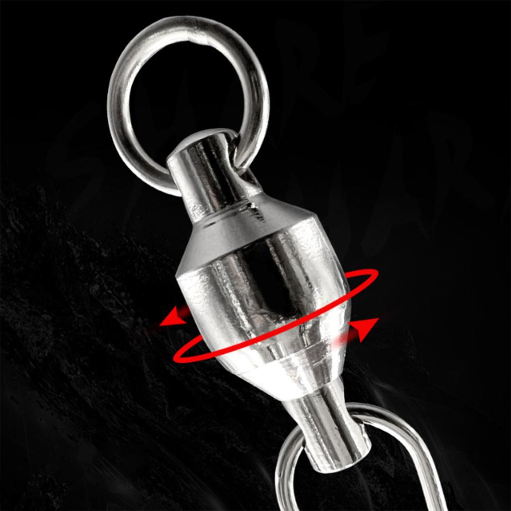 Pack of 10 Rolling Ball Bearing Snap Fishing Barrels Swivels Baits Connectors Clip for Saltwater Freshwater