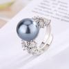 4 Jewelry Copper Platinum Plated Row Ring Pearl Temperament Light Luxury Women'S Ring 14Mm