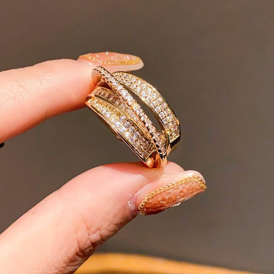 Trendy Zircon Open Ring For Women With Geometric Shape And Copper Construction For Daily Fashion
