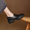 Krazing Pot Sheepskin Autumn Winter Shoes Slip on Chunky Heels Oxford Shoes Size 43 Round Toe Deep Mouth Waterproof Pumps