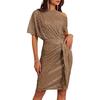 Shiny Sequin Trim One-Shoulder Beaded Mesh Formal Dress for Women