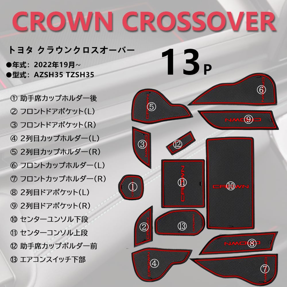 XIKER Türschlitzmatten für Toyota Crown Crossover und Crown Estate Schutzgummi Individuelle Tür-Getränkeflecken und Kratzer Gummi-Geräuschdämpfung im Innenraum